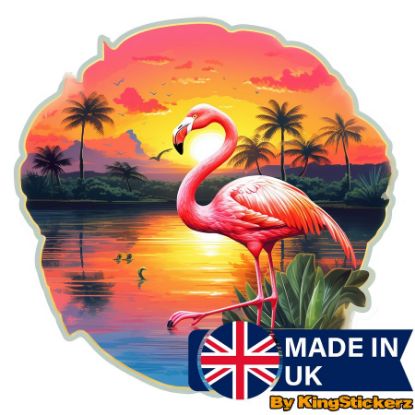 Picture of Caribbean Sunrise With Flying Flamingos 1