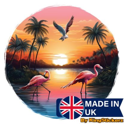 Picture of Caribbean Sunrise With Flying Flamingos 3